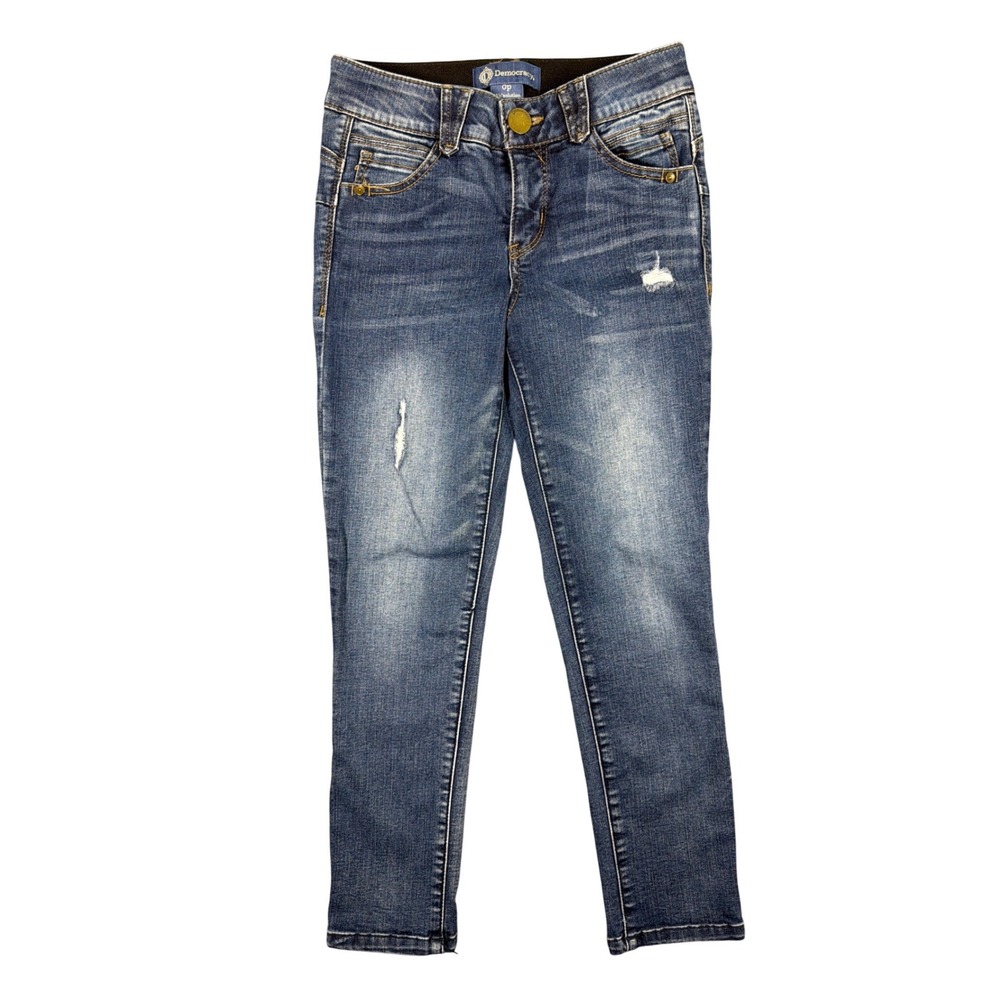 Democracy Absolution Skinny Jeans 0P Medium Wash Distressed High Rise Blue B1176